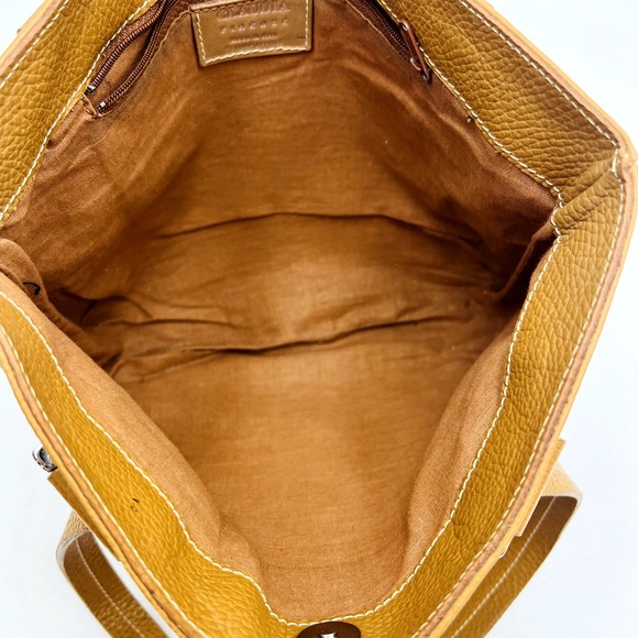 Claudia Firenze Pebbled Genuine Leather Tan Satchel Bag - Picture 14 of 16